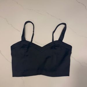 Abercrombie Satin Black Crop Top - Size Small